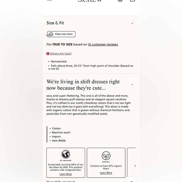 J.Crew NWOT square neck, organic cotton shift dress with pockets size large - Picture 4 of 9